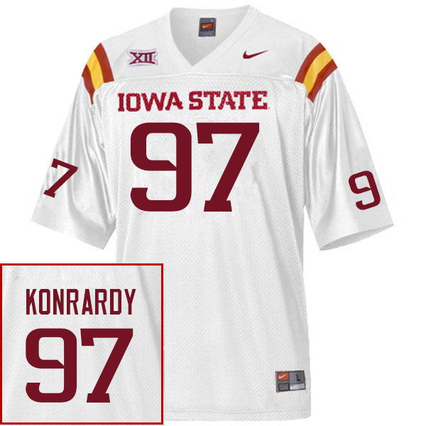 Men #97 Kyle Konrardy Iowa State Cyclones College Football Jerseys Stitched Sale-White - Click Image to Close